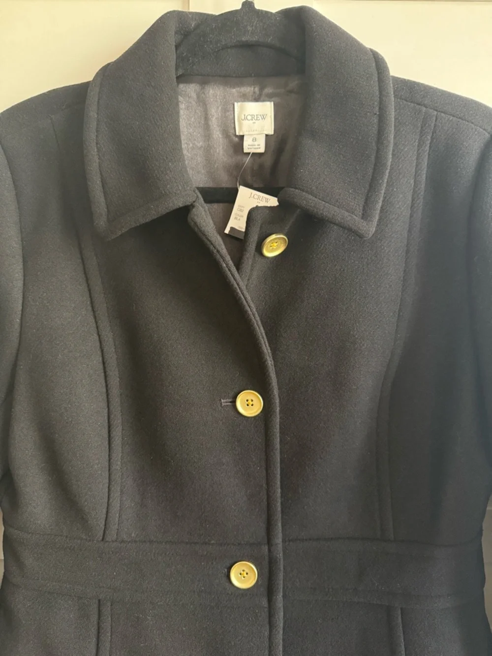 J.Crew Factory Wool-Blend Lady Day Coat Women's Size 8 Black - Picture 5 of 6